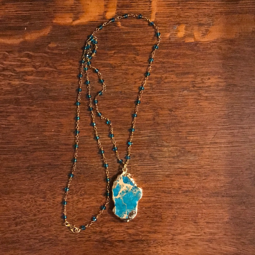 Agate Gold Dipped Pendant Necklace - image 8